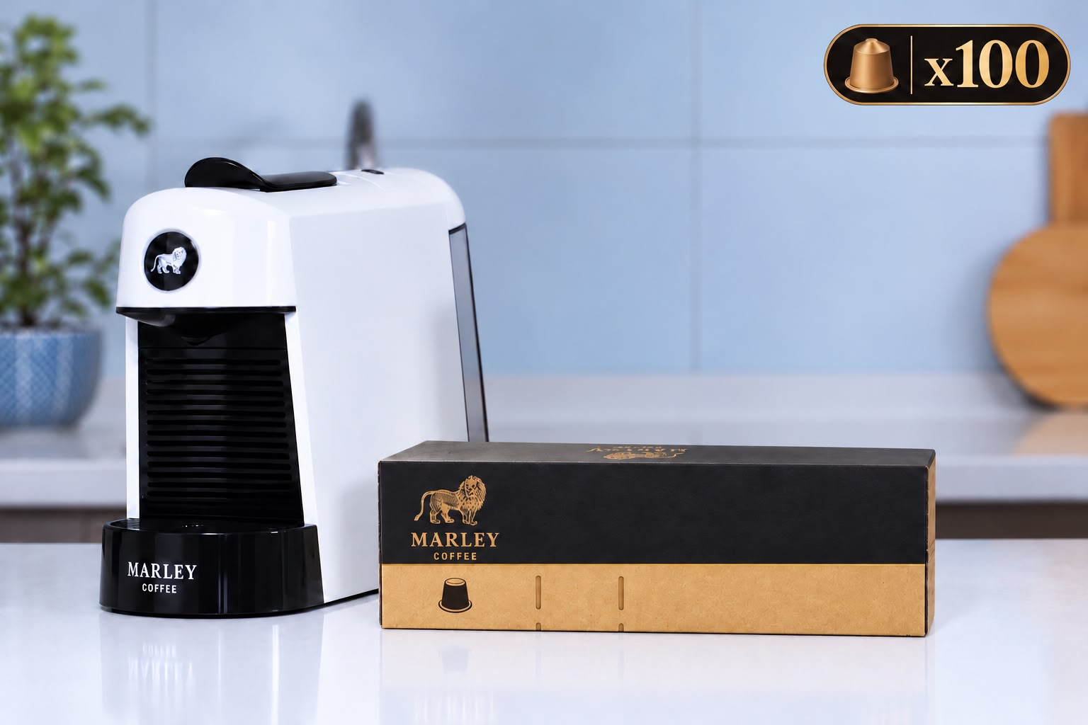 Máquina Rise Up + 100 cápsulas Marley Coffee